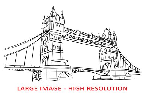 London Tower Bridge Sketch Drawing Illustration par Topstar · Creative Fabrica