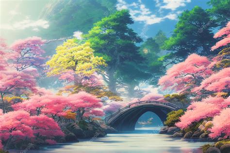 Premium Photo | Japan anime scenery wallpaper featuring beautiful pink ...