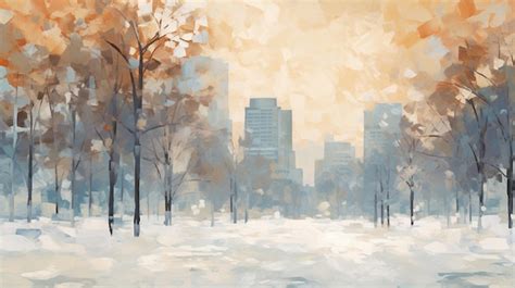 Winter in the city abstract painting | AI-generated image