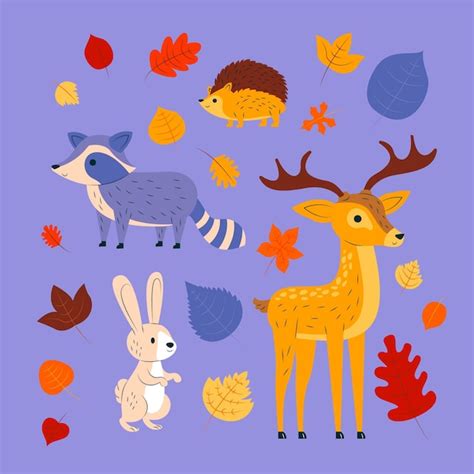 Premium Vector | Autumn forest animals