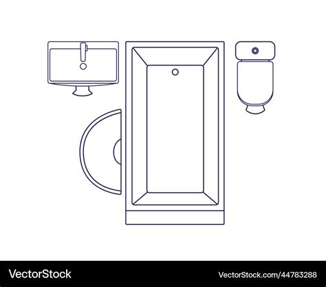 Bathroom interior top view overhead bath tub Vector Image