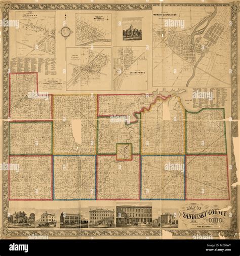 Historical map of Sandusky, Ohio circa 1860 including names of ...