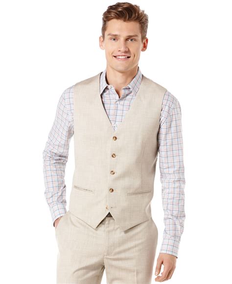 Perry ellis Texture Vest in Beige for Men (Natural Linen) - Save 50% | Lyst