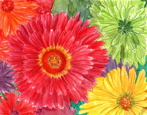 Gerber Daisy Watercolor Painting Original Flowers 8 X 10 - Etsy