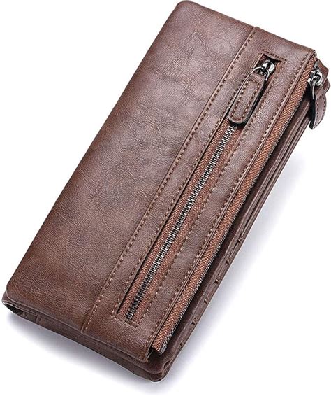 Long Wallet Men PU Leather Checkbook Cover Wallets Long Card Organizer Handbag Large Capacity ...