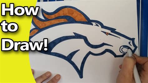 How to Draw The Denver Broncos Logo Step by Step, by hand - YouTube