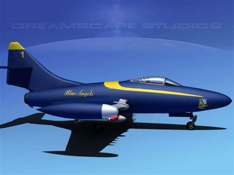 Grumman F9F-5 Panther Blue Angels 3D Model by Dreamscape Studios