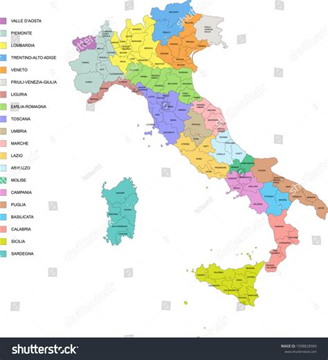 Map Italy Details Provinces Regions: vector de stock (libre de regalías ...