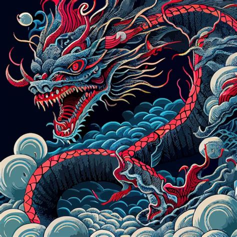 Premium Vector | Chinese dragon flat design vector art dragon icon