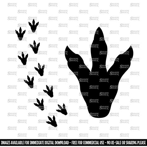 T-rex Footprint Dinosaur Footprint Trail Clipart Symbol Silhouette Outline Line Drawing Png Jpg ...