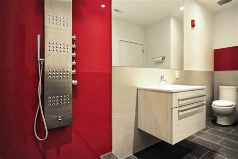 Lustrolite Rouge (Red) High Gloss Glass Effect Bathroom - Kitchen Wall Panel | Shower wall ...