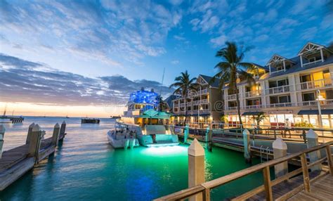 Pier on the Port of Key West, Florida at Sunset Stock Photo - Image of ...