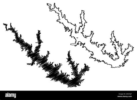 Lake Sam Rayburn Reservoir (United States of America, North America, us, usa, Texas) map vector ...