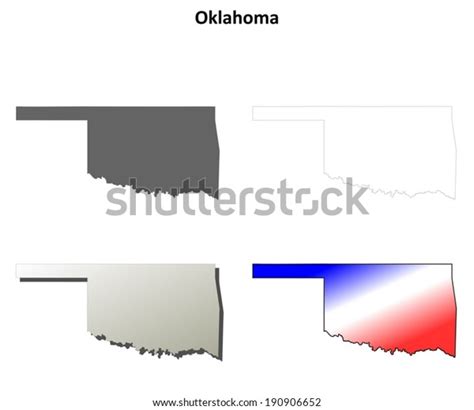 Oklahoma Outline Map Set Vector Version Stock Vector (Royalty Free ...