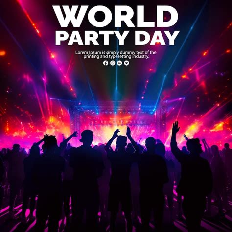 Premium PSD | World party day with people dancing in nightclub background