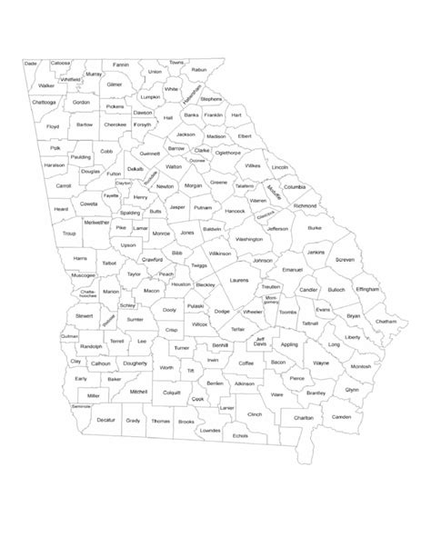 Georgia County Map with County Names Free Download