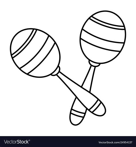 Maracas icon cartoon black and white Royalty Free Vector