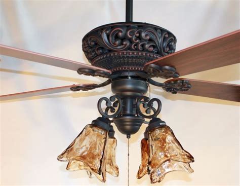 New 52" ORB oil rubbed bronze ceiling fan with 4 light amber hand blown glass MD for $149.99 ...