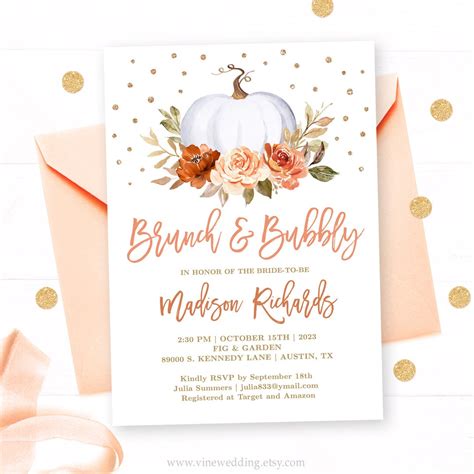 Brunch & Bubbly Invitation Template Editable Printable - Etsy