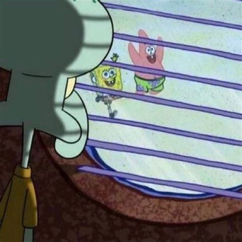 Squidward watching Spongebob and Patrick from window Blank Template ...