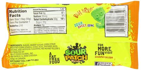 Sour Patch Kids Nutrition Label