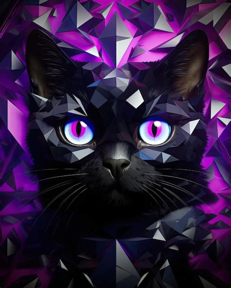 Premium AI Image | a black cat with purple eyes