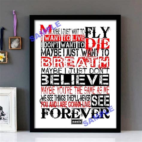 "Live Forever" Oasis - Framed Lyrics Wall Art Design