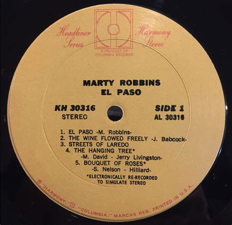 Marty Robbins - El Paso - Used Vinyl - High-Fidelity Vinyl Records and Hi-Fi Equipment Hollywood ...