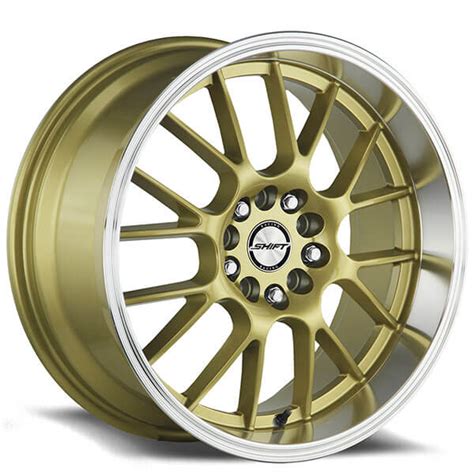 17" Shift Wheels Crank Gold with Polished Lip Rims #SFT005-1