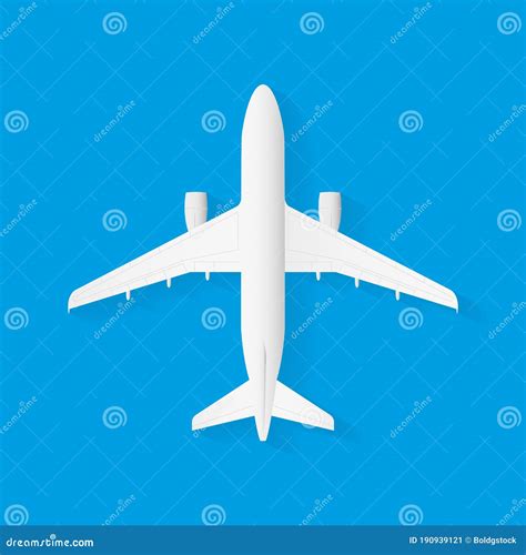 Vector Airplane on Blue Background, Plane Top View Stock Vector ...