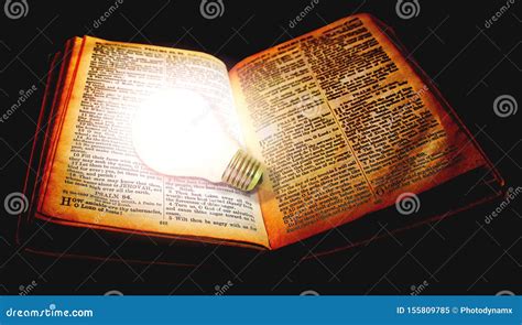 Revealing Divine Bible Light Bulb Open Book Gods Holy Word Scripture Stock Image - Image of ...