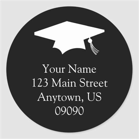 Classic Graduation Address Label (Black) | Zazzle | Address labels ...