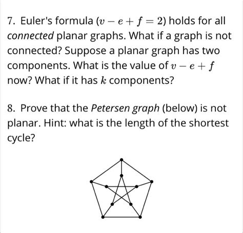 Solved Euler's formula (v -e + f = 2) holds for all | Chegg.com