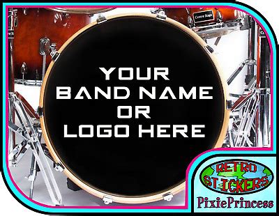 Custom Bass Drum Vinyl Sticker Personalised Band Logo Name Kick Drum ...