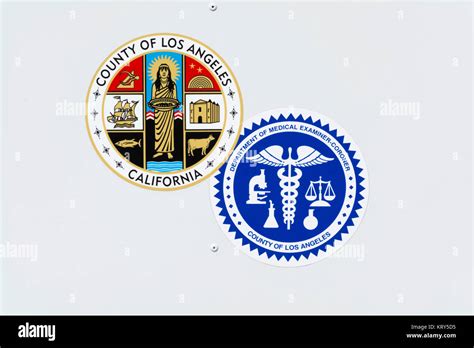 Logo of the Coroner's office and the seal of the County of Los Angeles ...