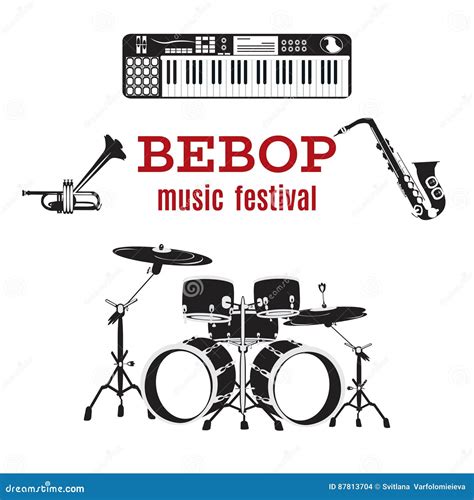 Vector Set of Bebop Jazz Music Instruments, Flat Design. Stock Vector - Illustration of color ...