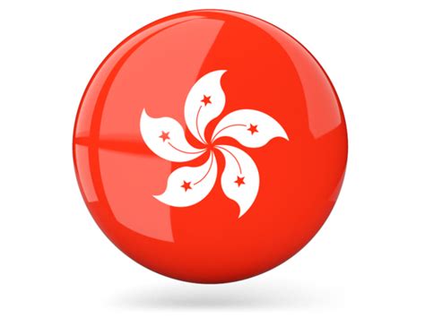 Glossy round icon. Illustration of flag of Hong Kong