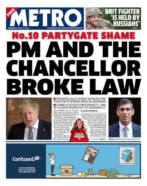 Metro Newspaper UK on Twitter: "Wednesday's front page: PM AND THE ...