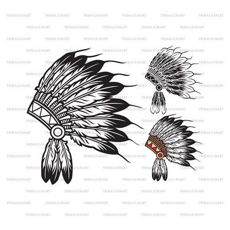 Native American Chief Headdress indian Warrior. Cut Files for Cricut. Clip Art Silhouette eps ...