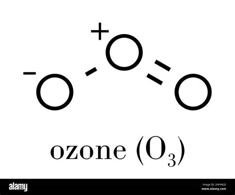 Ozone (trioxygen, O3) molecule, chemical structure. Skeletal formula ...