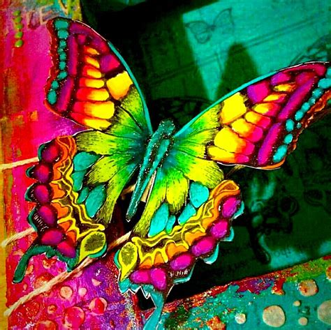 a colorful butterfly sitting on top of a table