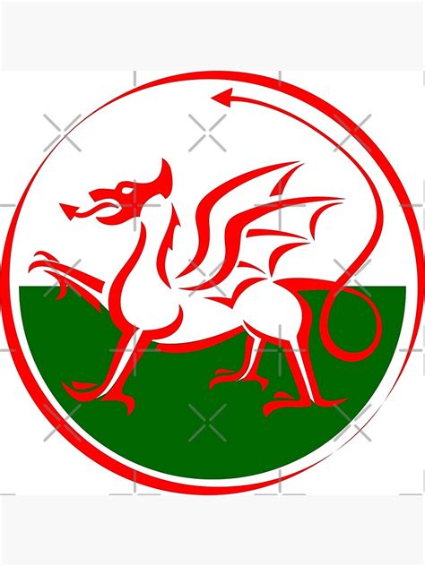 "Welsh Dragon Flag outline" Poster for Sale by ThingsAndPrints | Redbubble