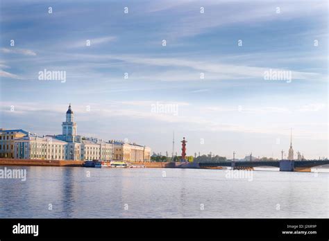 Neva river, Palace bridge and Kunstkamera museum (Cabinet of Curiosities) in St. Petersburg ...