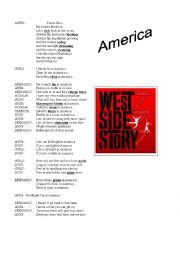 America, West Side Story - ESL worksheet by feenanou