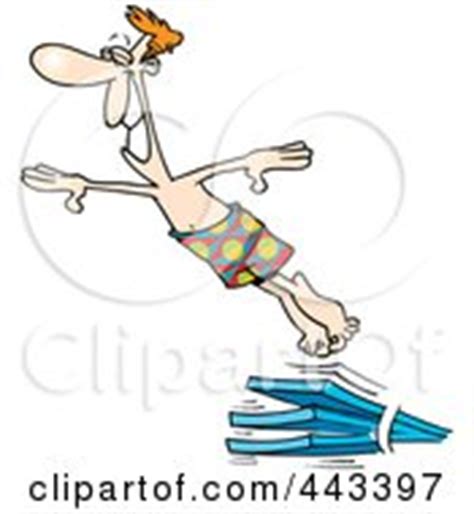 Cartoon Scared Boy On A Diving Board Posters, Art Prints by - Interior Wall Decor #443474