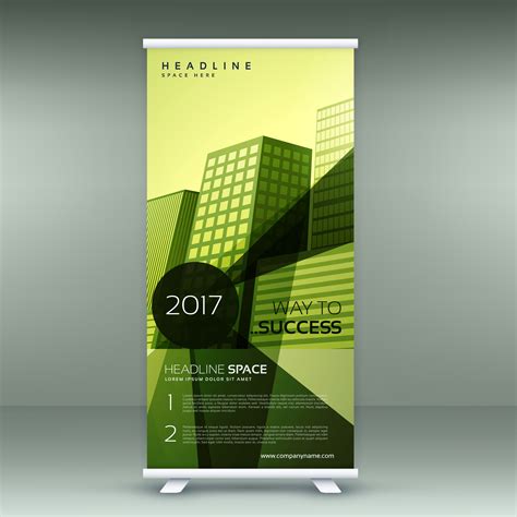 green modern roll up banner stand design with transparent geomet - Download Free Vector Art ...