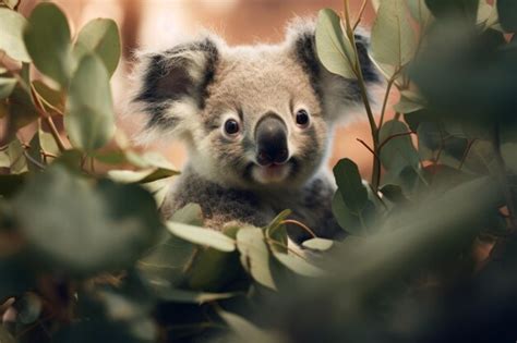 Premium AI Image | An endearing koala eating leaves Black outlines simple shading eucalyptus ...