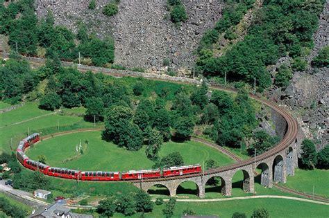 The Bernina Express. It's really fun to take photos from the train when it's going around this ...