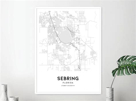 Sebring Map Print, Sebring Map Poster Wall Art, Fl City Map, Florida ...