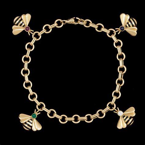 gold bee charm bracelet | jewlery | Pinterest | Cartier and Black enamel